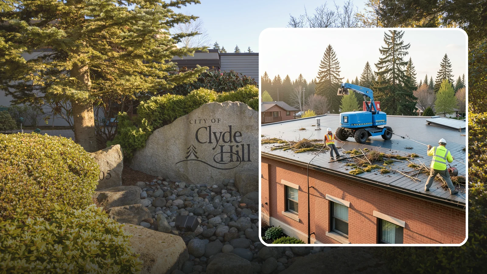 Roof Cleaning in Clyde Hill, King County, WA - Safe roof cleaning that removes moss and debris to protect public building roofs.