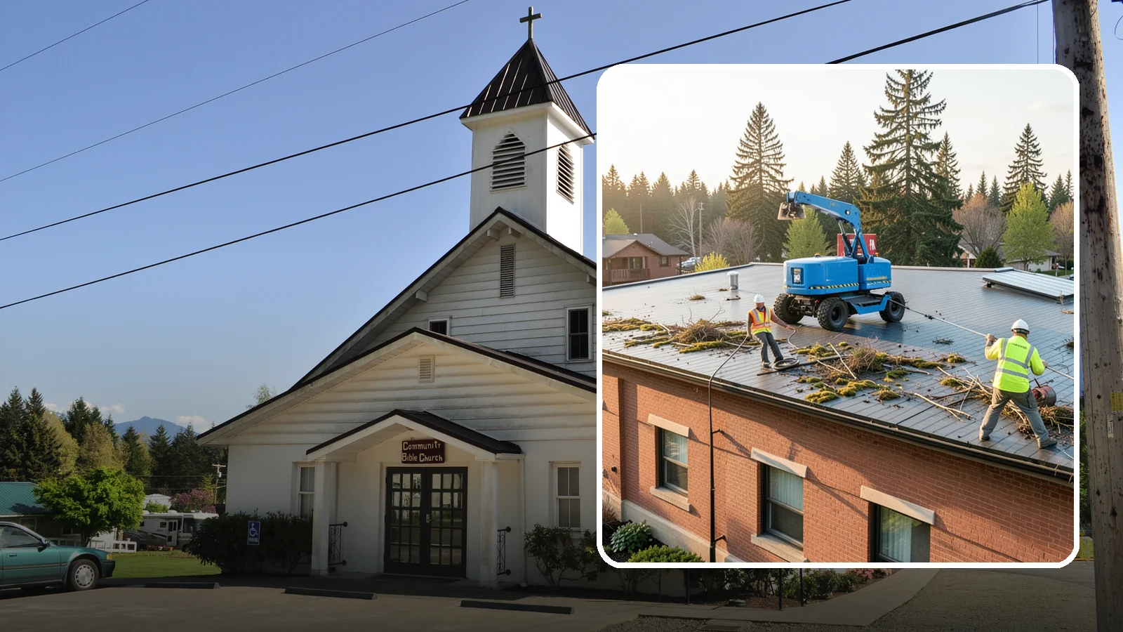 Roof Cleaning in Concrete, Skagit County, WA - Safe roof cleaning that removes moss and debris to protect public building roofs.