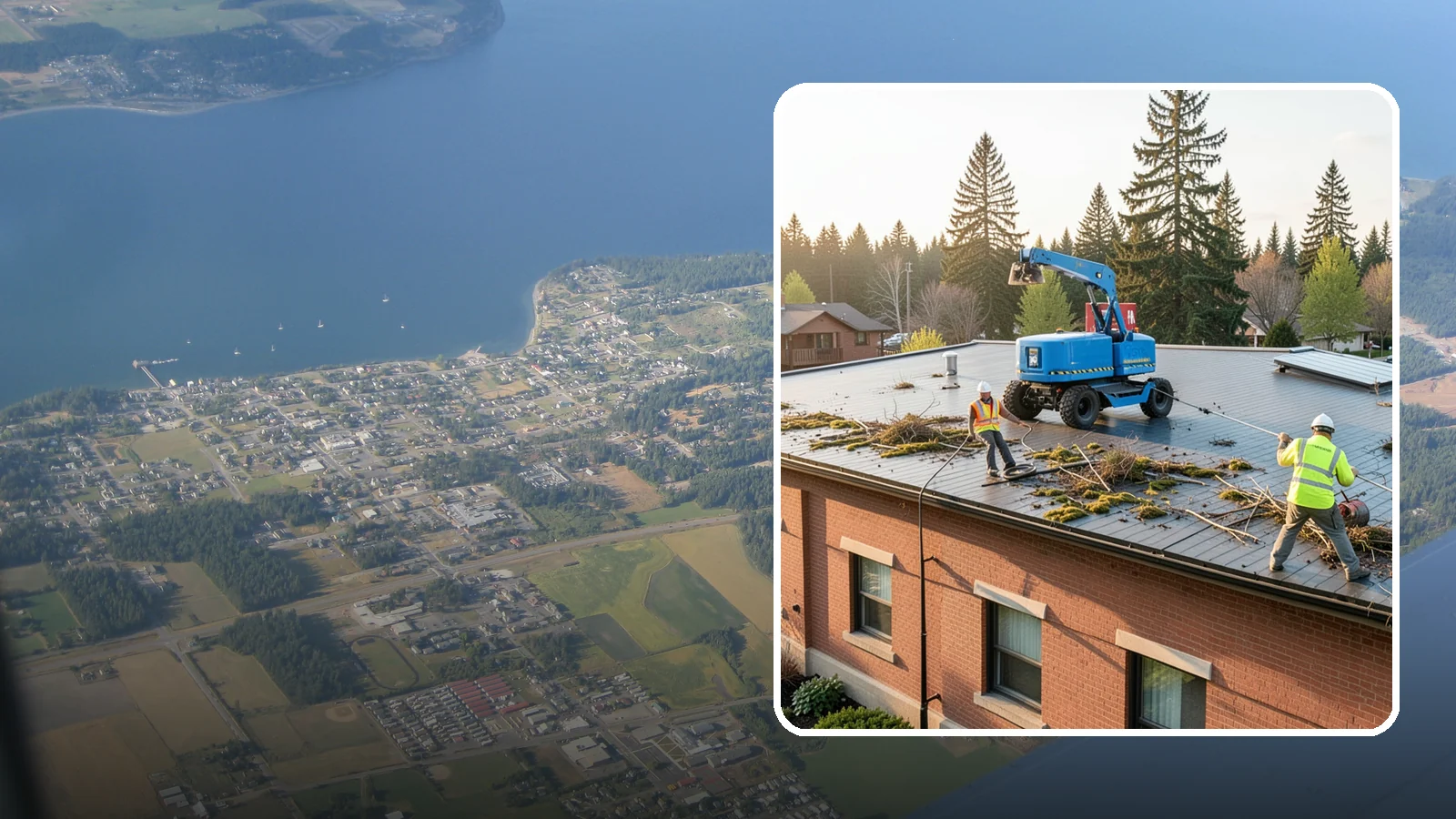 Roof Cleaning in Coupeville, Island County, WA - Safe roof cleaning that removes moss and debris to protect public building roofs.