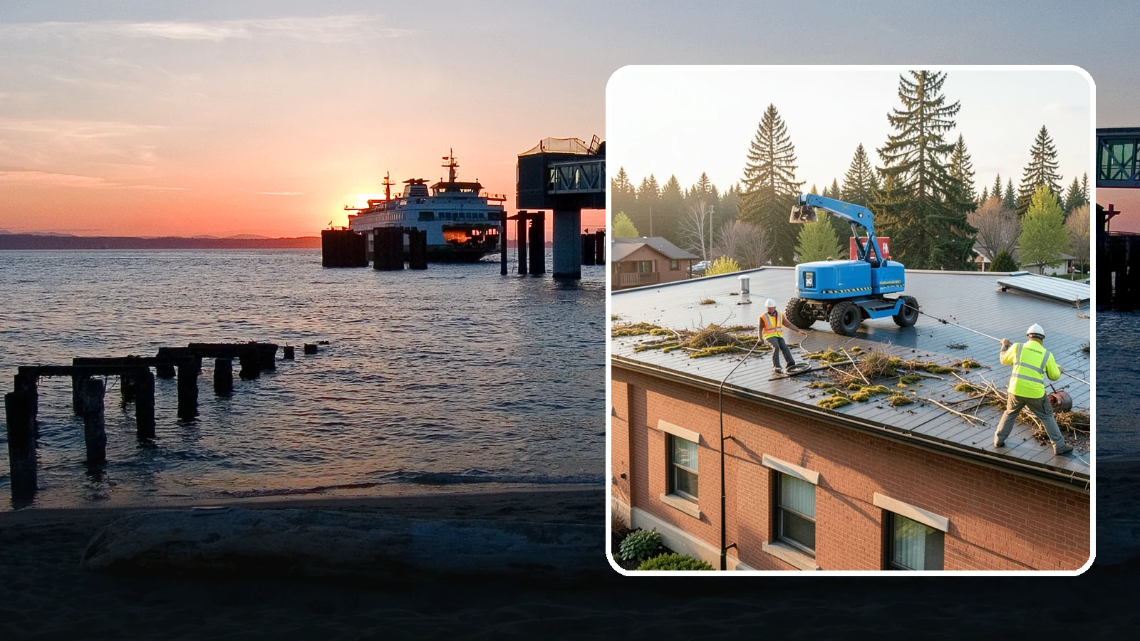 Roof Cleaning in Edmonds, Snohomish County, WA - Safe roof cleaning that removes moss and debris to protect public building roofs.