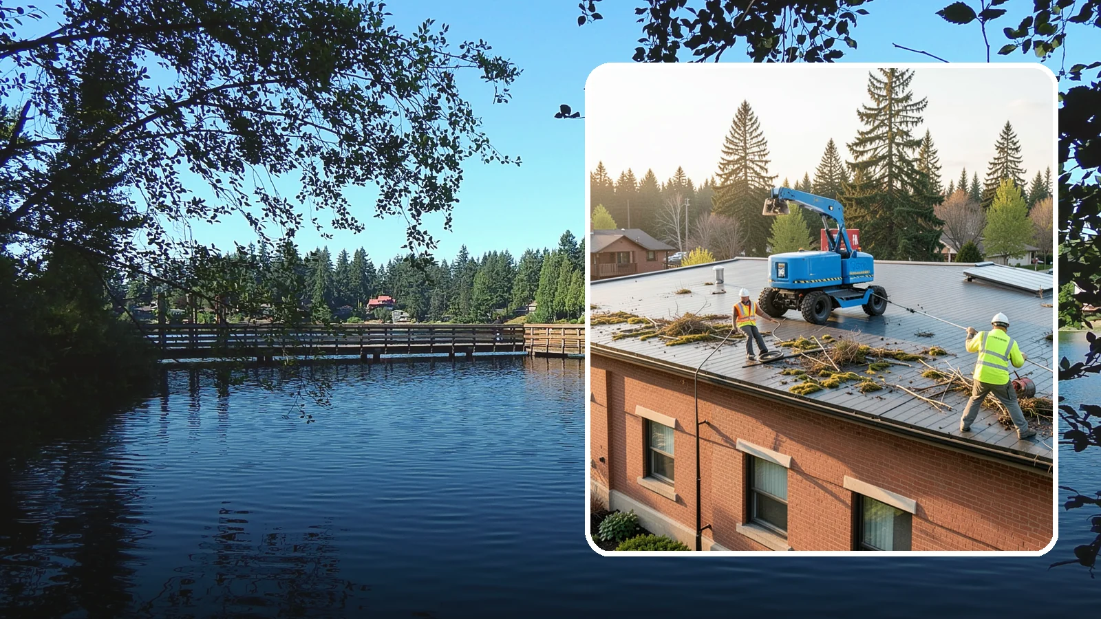 Roof Cleaning in Federal Way, King County, WA - Safe roof cleaning that removes moss and debris to protect public building roofs.
