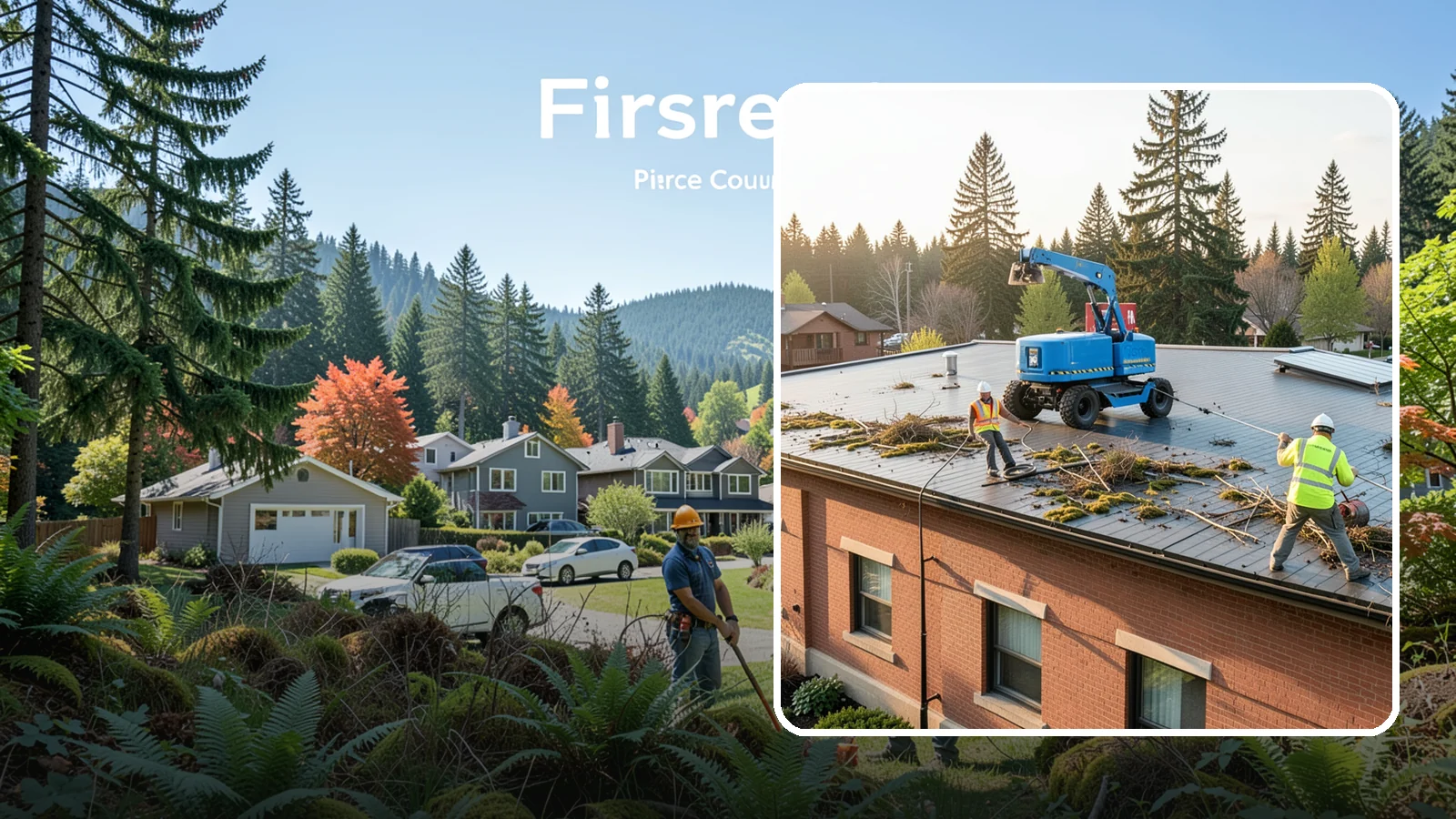 Roof Cleaning in Fircrest, Pierce County, WA - Safe roof cleaning that removes moss and debris to protect public building roofs.