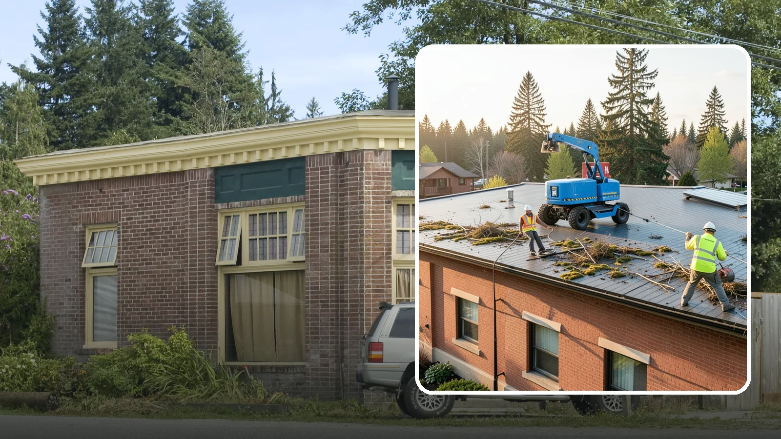 Roof Cleaning in Hamilton, Skagit County, WA - Safe roof cleaning that removes moss and debris to protect public building roofs.