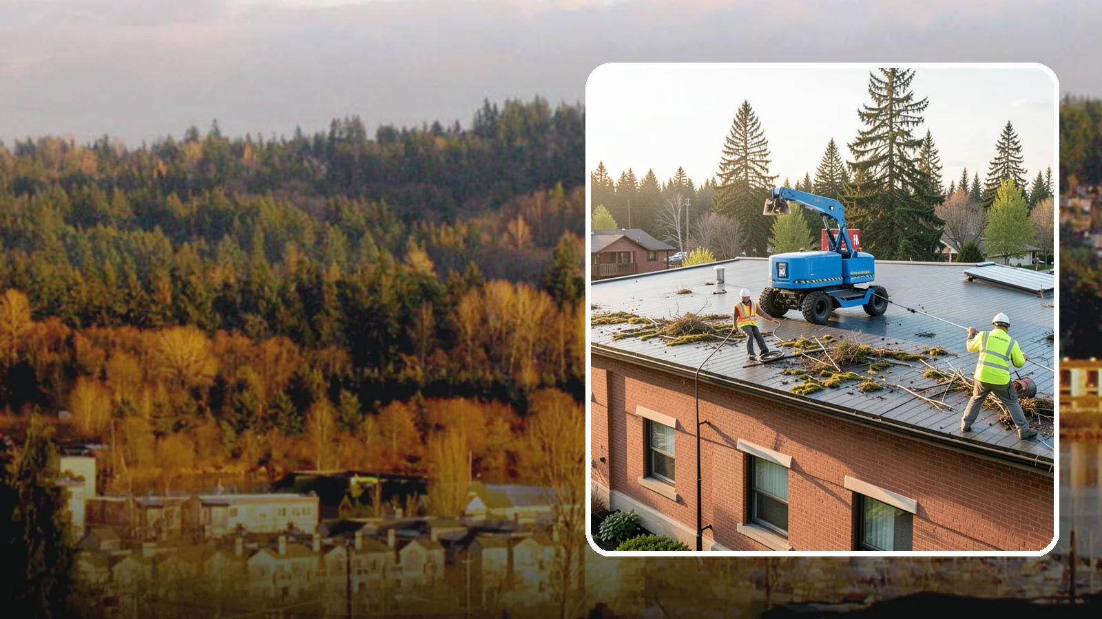 Roof Cleaning in Kenmore, King County, WA - Safe roof cleaning that removes moss and debris to protect public building roofs.