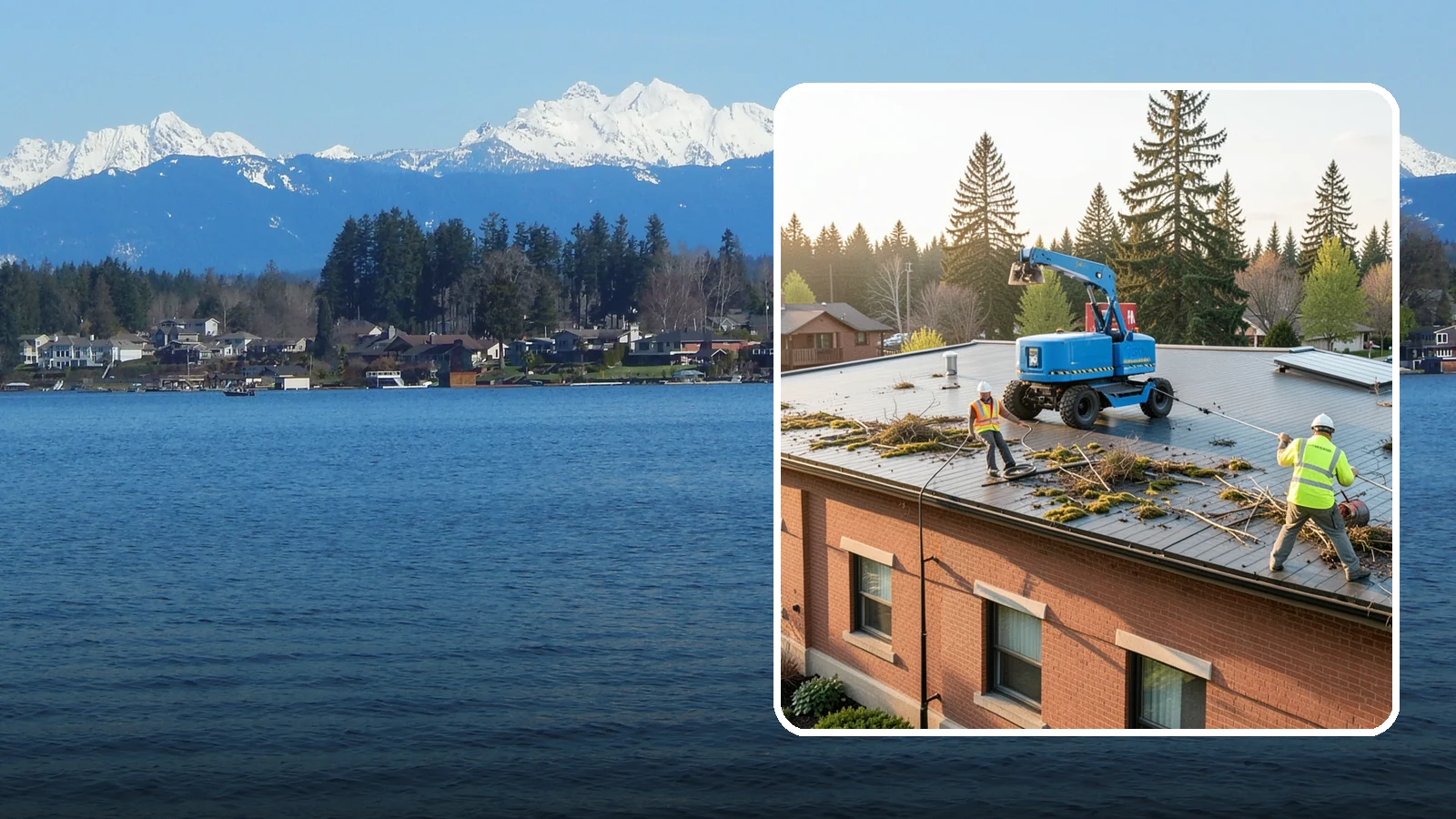 Roof Cleaning in Lake Stevens, Snohomish County, WA - Safe roof cleaning that removes moss and debris to protect public building roofs.