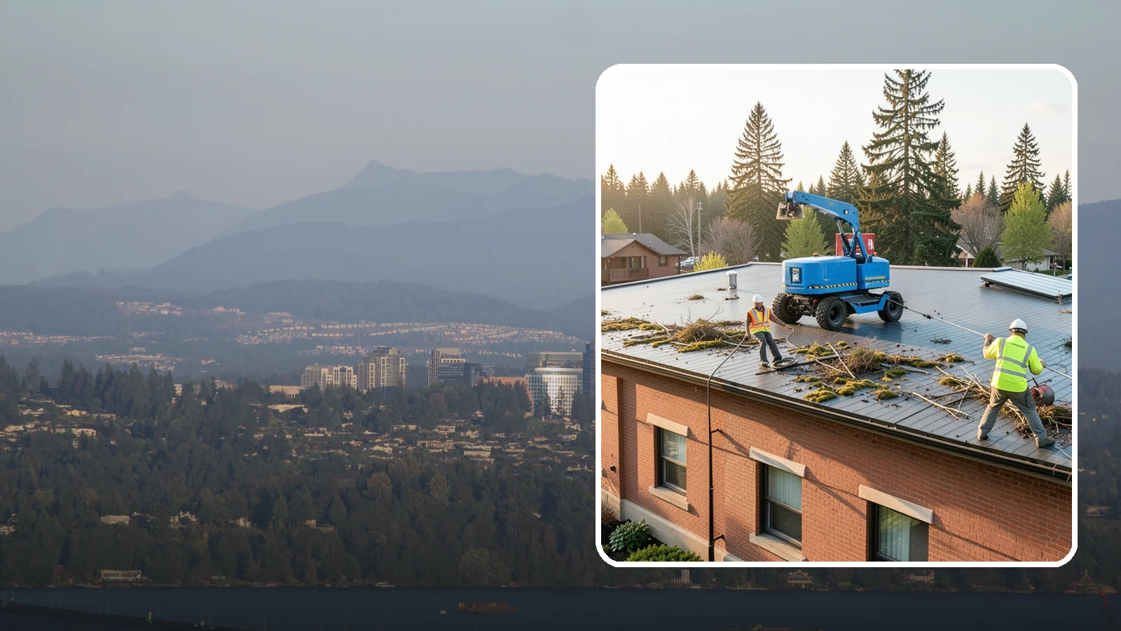 Roof Cleaning in Medina, King County, WA - Safe roof cleaning that removes moss and debris to protect public building roofs.