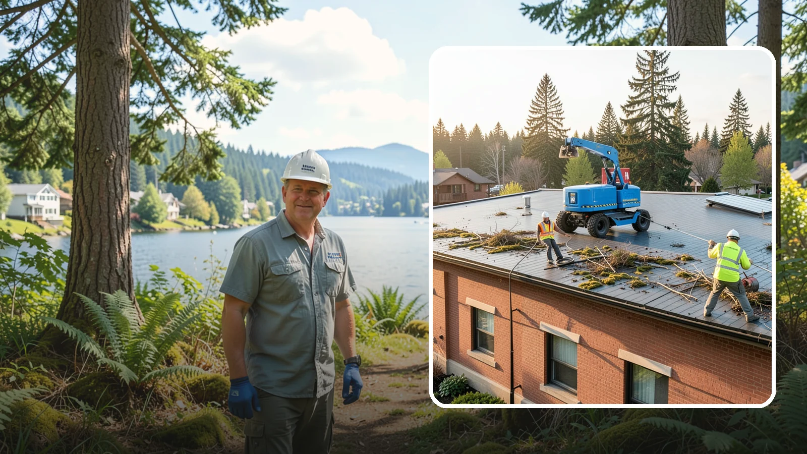 Roof Cleaning in Milton, King County, WA - Safe roof cleaning that removes moss and debris to protect public building roofs.