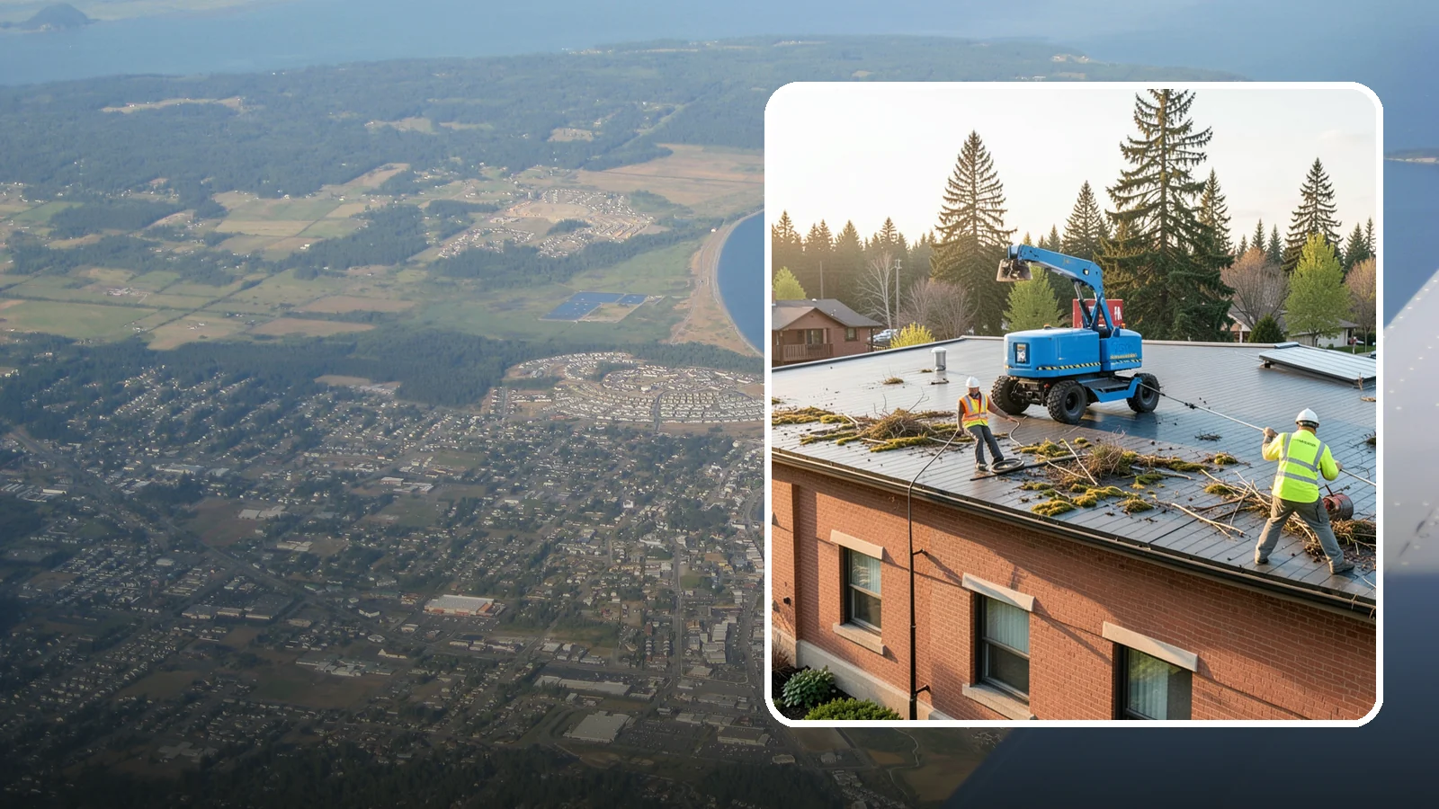 Roof Cleaning in Oak Harbor, Island County, WA - Safe roof cleaning that removes moss and debris to protect public building roofs.