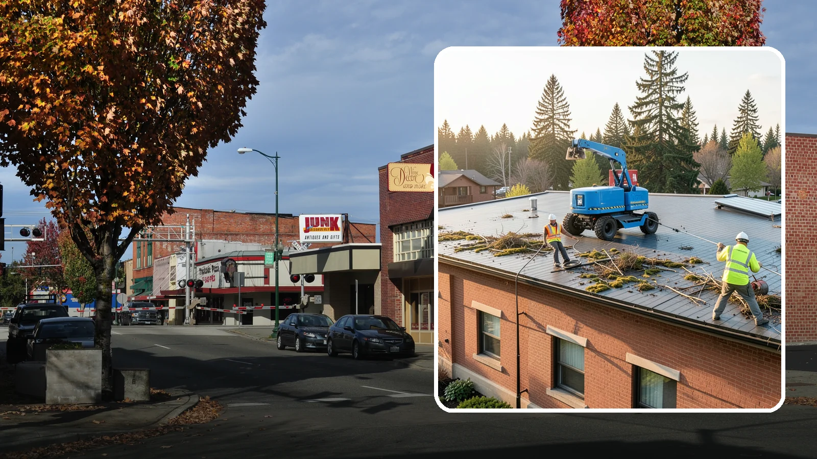 Roof Cleaning in Puyallup, Pierce County, WA - Safe roof cleaning that removes moss and debris to protect public building roofs.
