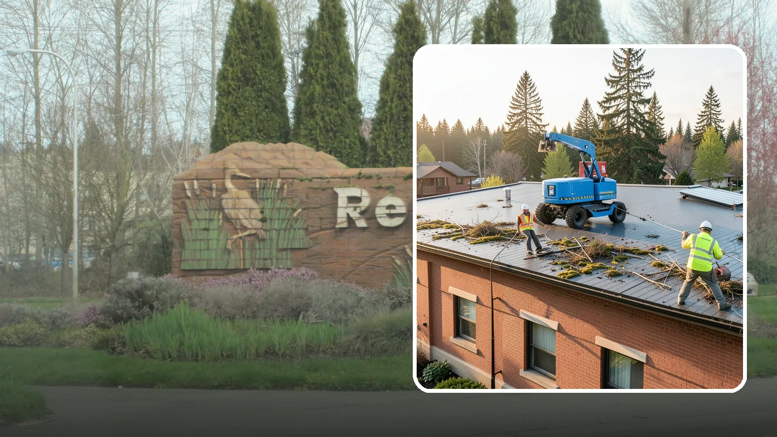 Roof Cleaning in Renton, King County, WA - Safe roof cleaning that removes moss and debris to protect public building roofs.