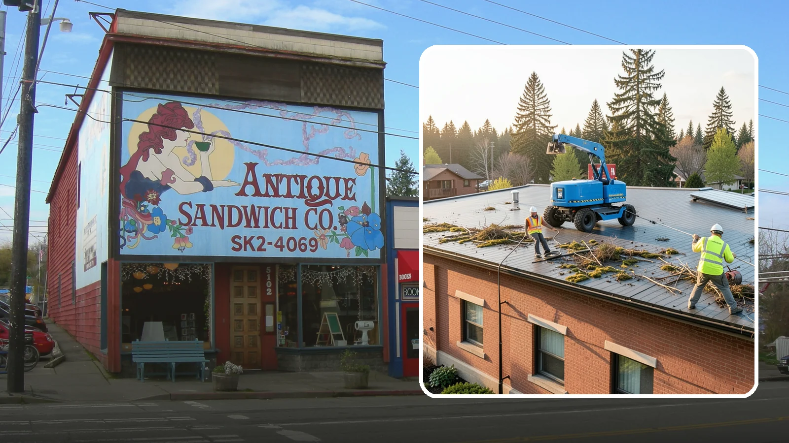 Roof Cleaning in Ruston, Pierce County, WA - Safe roof cleaning that removes moss and debris to protect public building roofs.