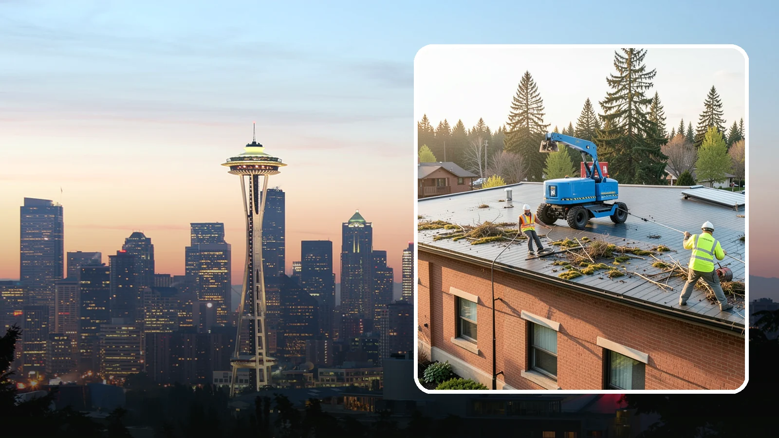 Roof Cleaning in Seattle, King County, WA - Safe roof cleaning that removes moss and debris to protect public building roofs.