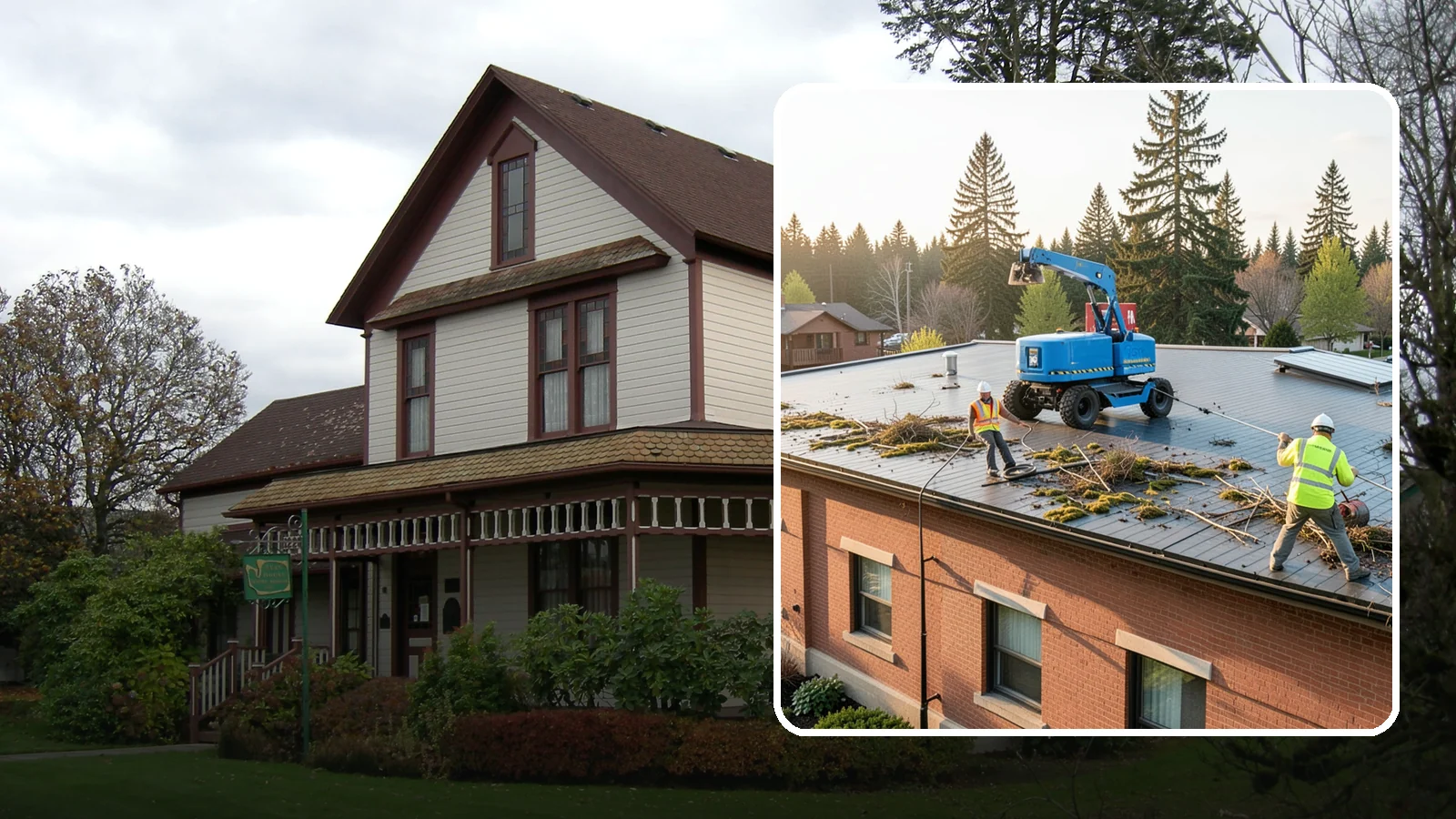 Roof Cleaning in Sumner, Pierce County, WA - Safe roof cleaning that removes moss and debris to protect public building roofs.
