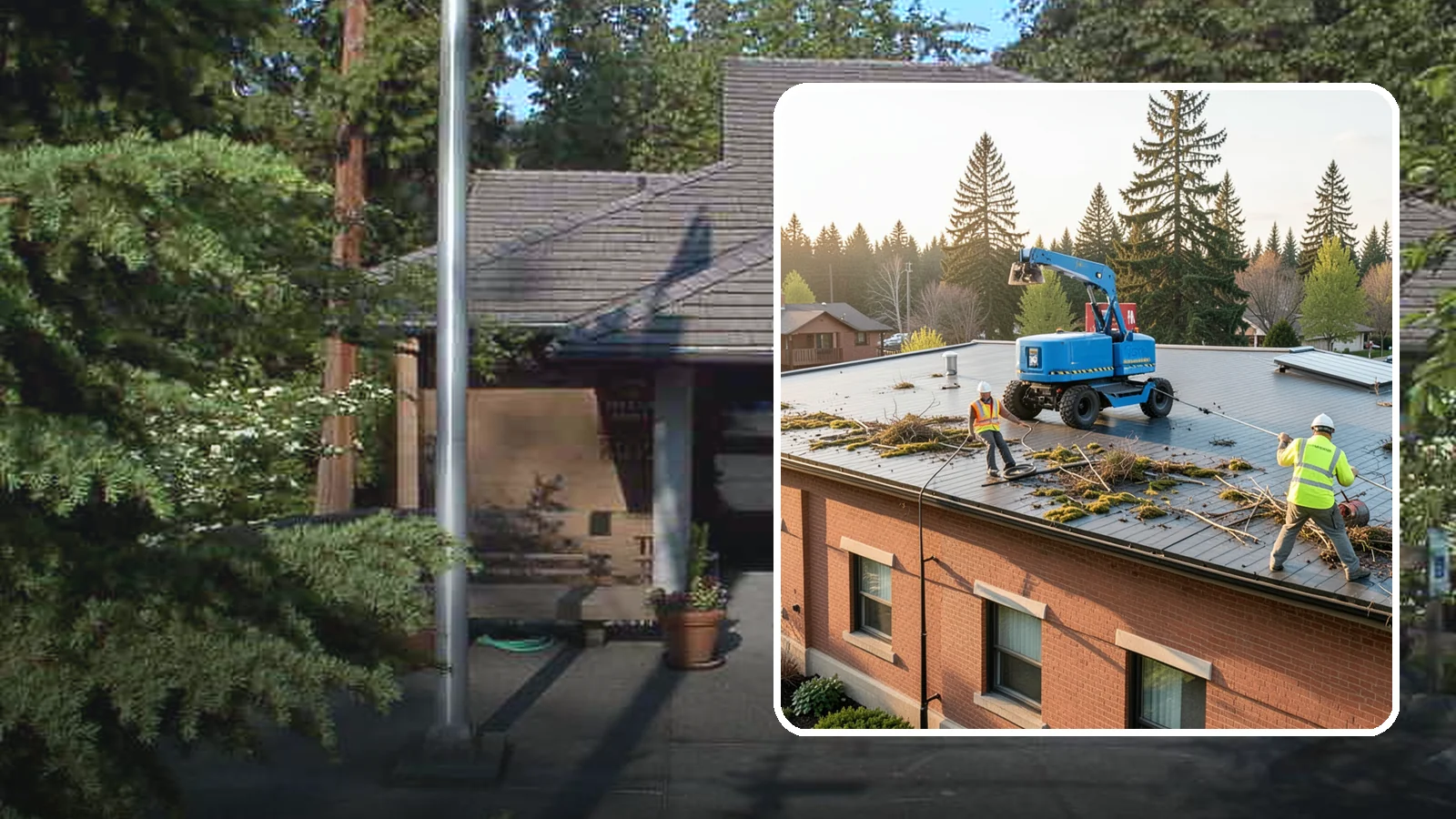 Roof Cleaning in Yarrow Point, King County, WA - Safe roof cleaning that removes moss and debris to protect public building roofs.