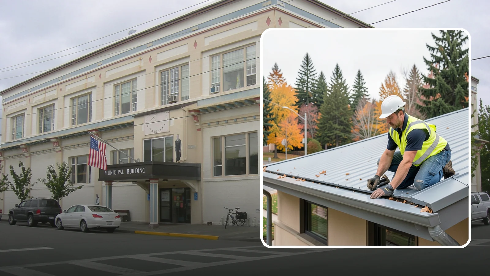 Roof Drain Maintenance in Anacortes, Skagit County, WA - Roof drain and downspout maintenance that protects public building roofs from ponding and water damage.