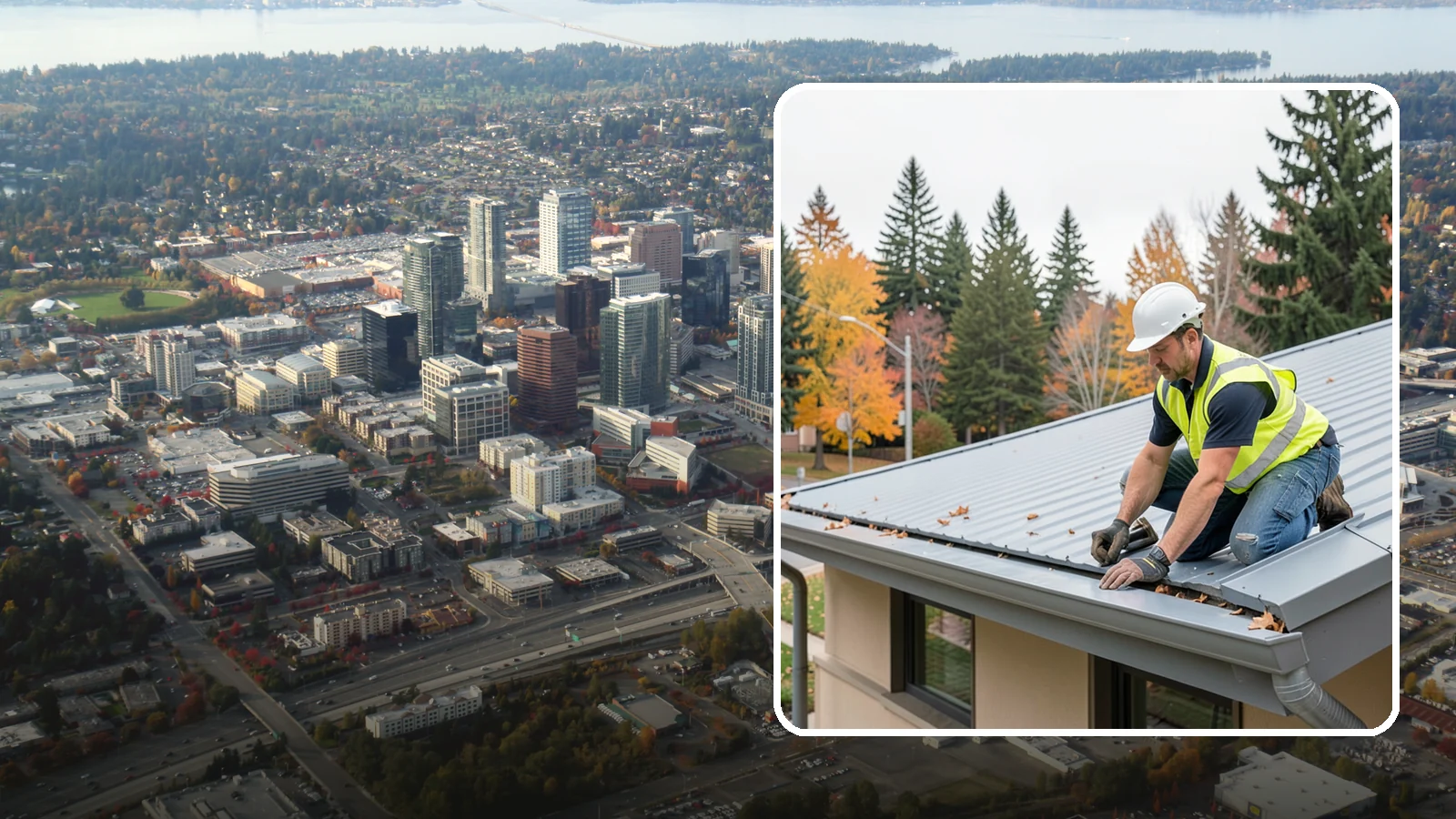Roof Drain Maintenance in Bellevue, King County, WA - Roof drain and downspout maintenance that protects public building roofs from ponding and water damage.