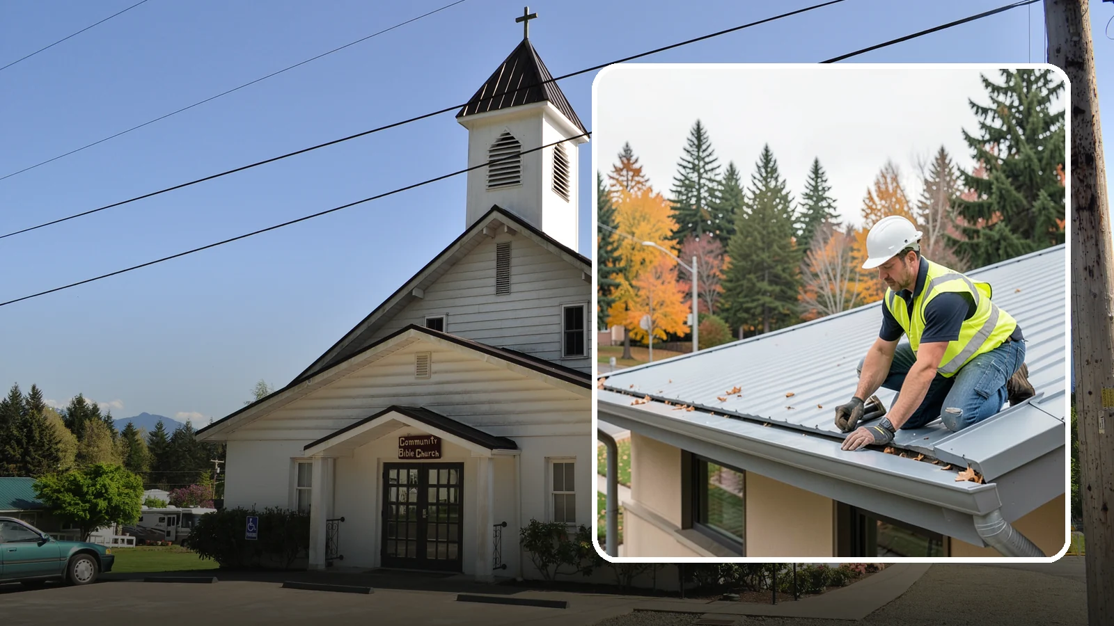 Roof Drain Maintenance in Concrete, Skagit County, WA - Roof drain and downspout maintenance that protects public building roofs from ponding and water damage.