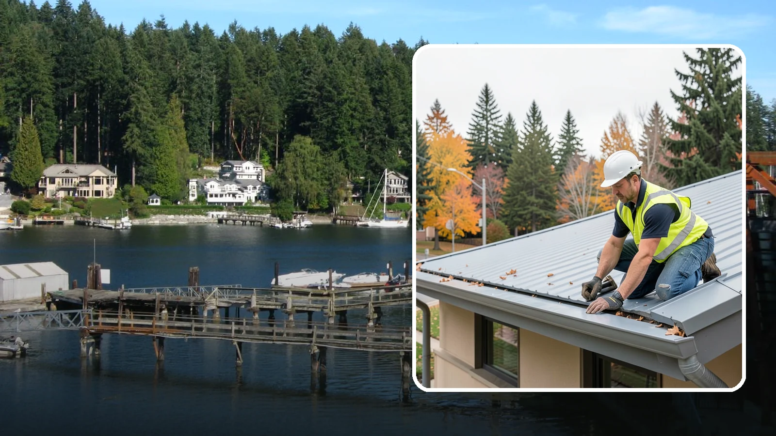 Roof Drain Maintenance in Gig Harbor, Pierce County, WA - Roof drain and downspout maintenance that protects public building roofs from ponding and water damage.