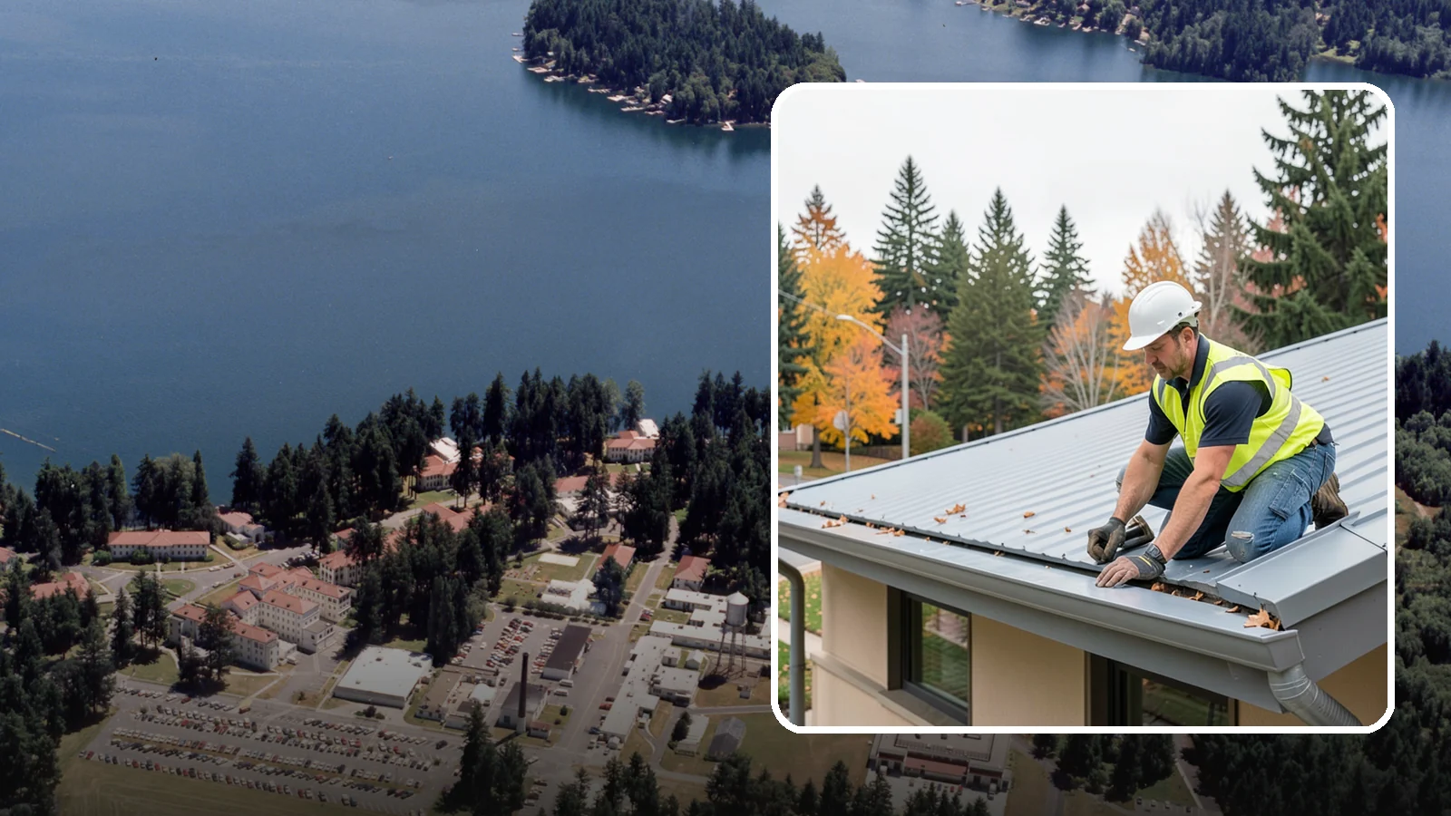 Roof Drain Maintenance in Lakewood, Pierce County, WA - Roof drain and downspout maintenance that protects public building roofs from ponding and water damage.