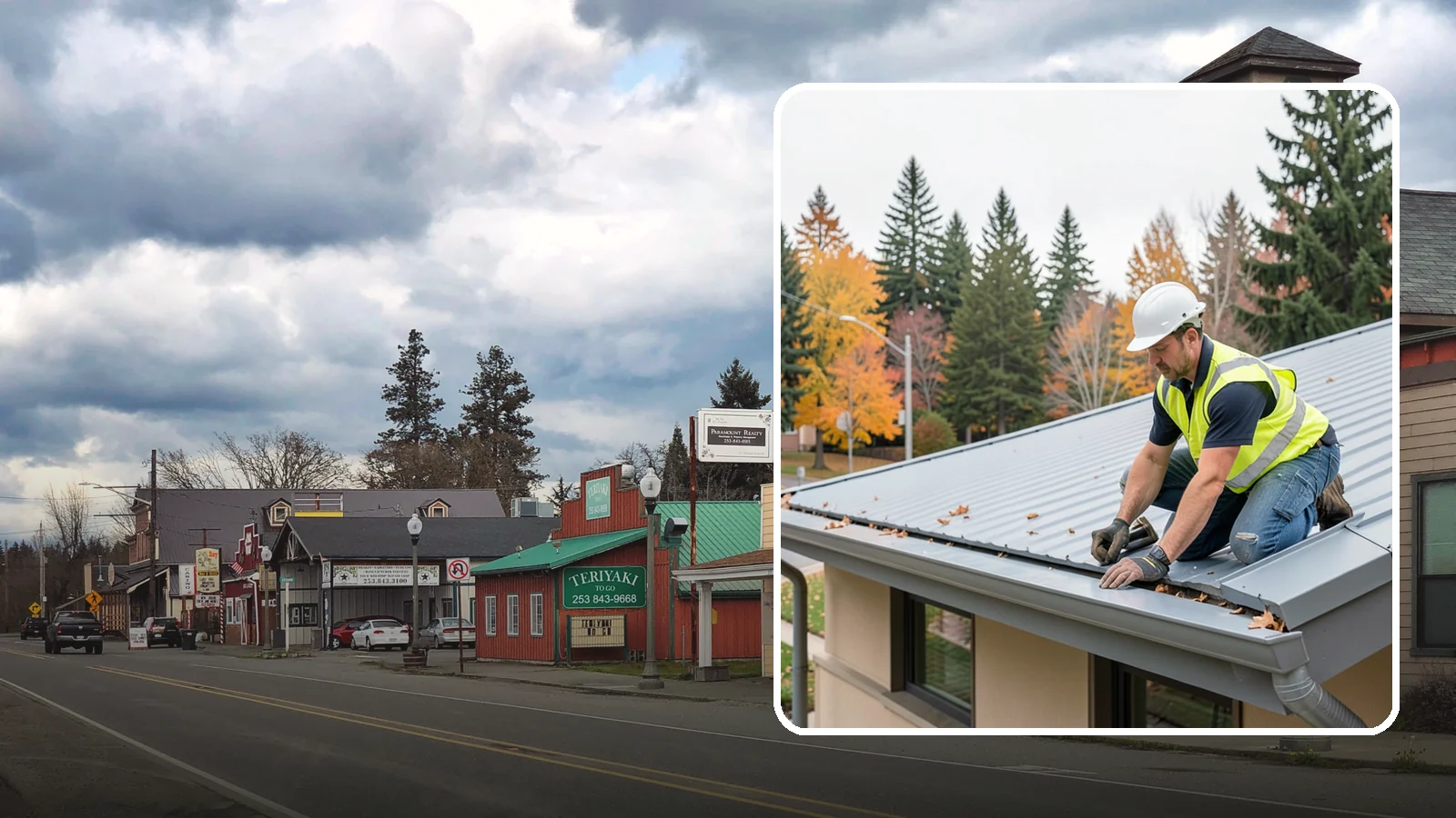 Roof Drain Maintenance in Roy, Pierce County, WA - Roof drain and downspout maintenance that protects public building roofs from ponding and water damage.