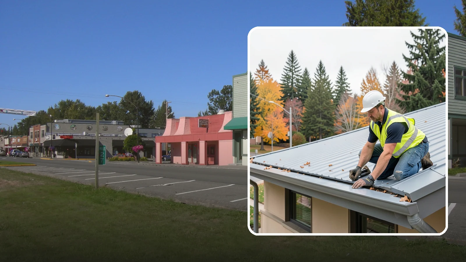 Roof Drain Maintenance in Snoqualmie, King County, WA - Roof drain and downspout maintenance that protects public building roofs from ponding and water damage.