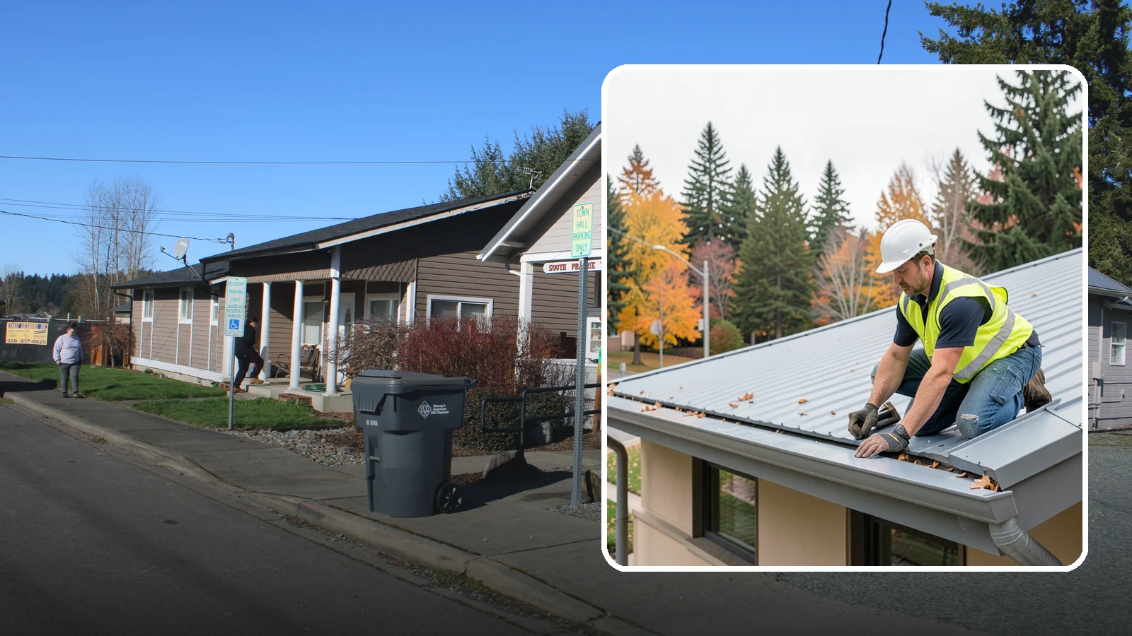 Roof Drain Maintenance in South Prairie, Pierce County, WA - Roof drain and downspout maintenance that protects public building roofs from ponding and water damage.