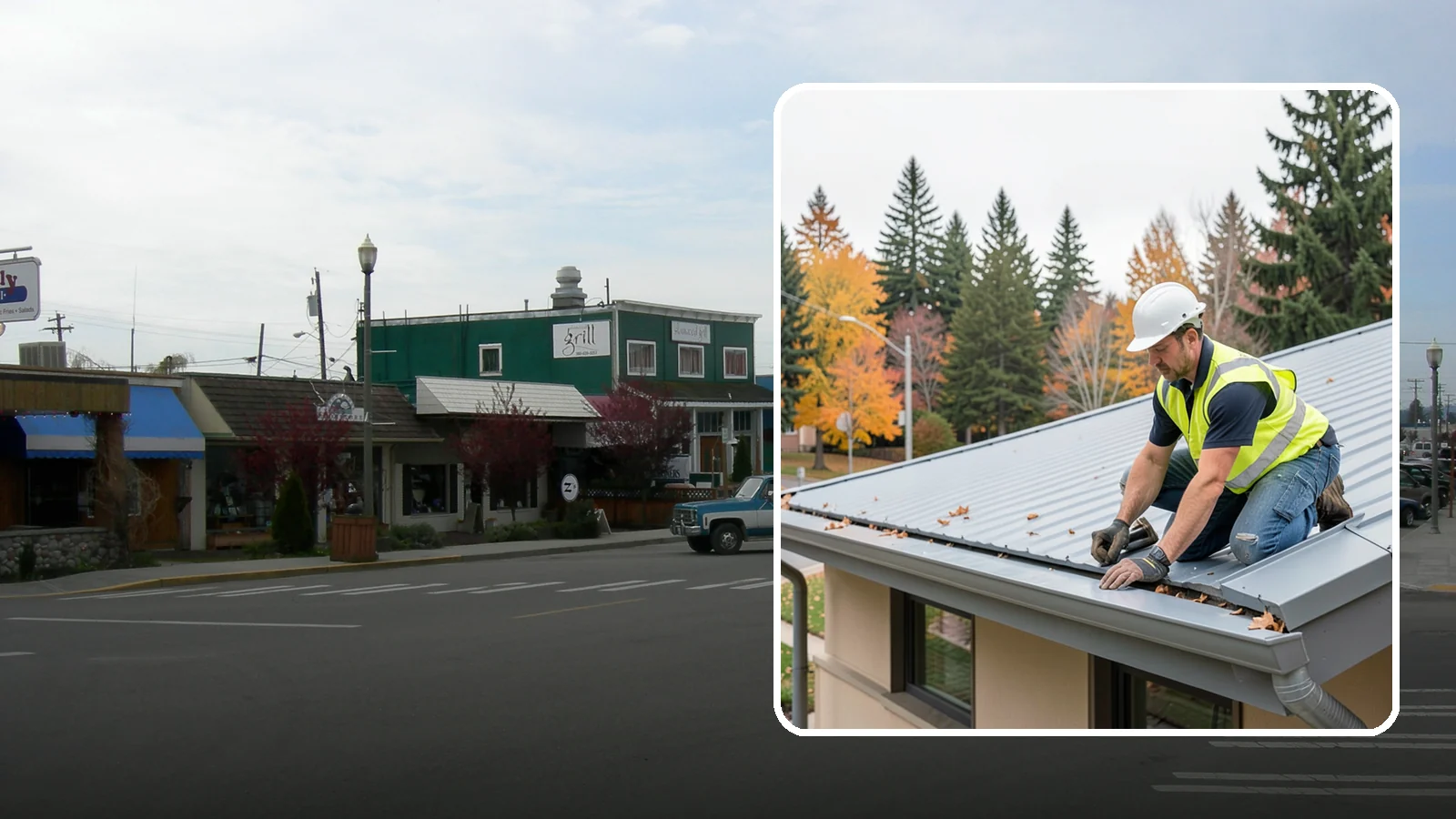 Roof Drain Maintenance in Stanwood, Snohomish County, WA - Roof drain and downspout maintenance that protects public building roofs from ponding and water damage.