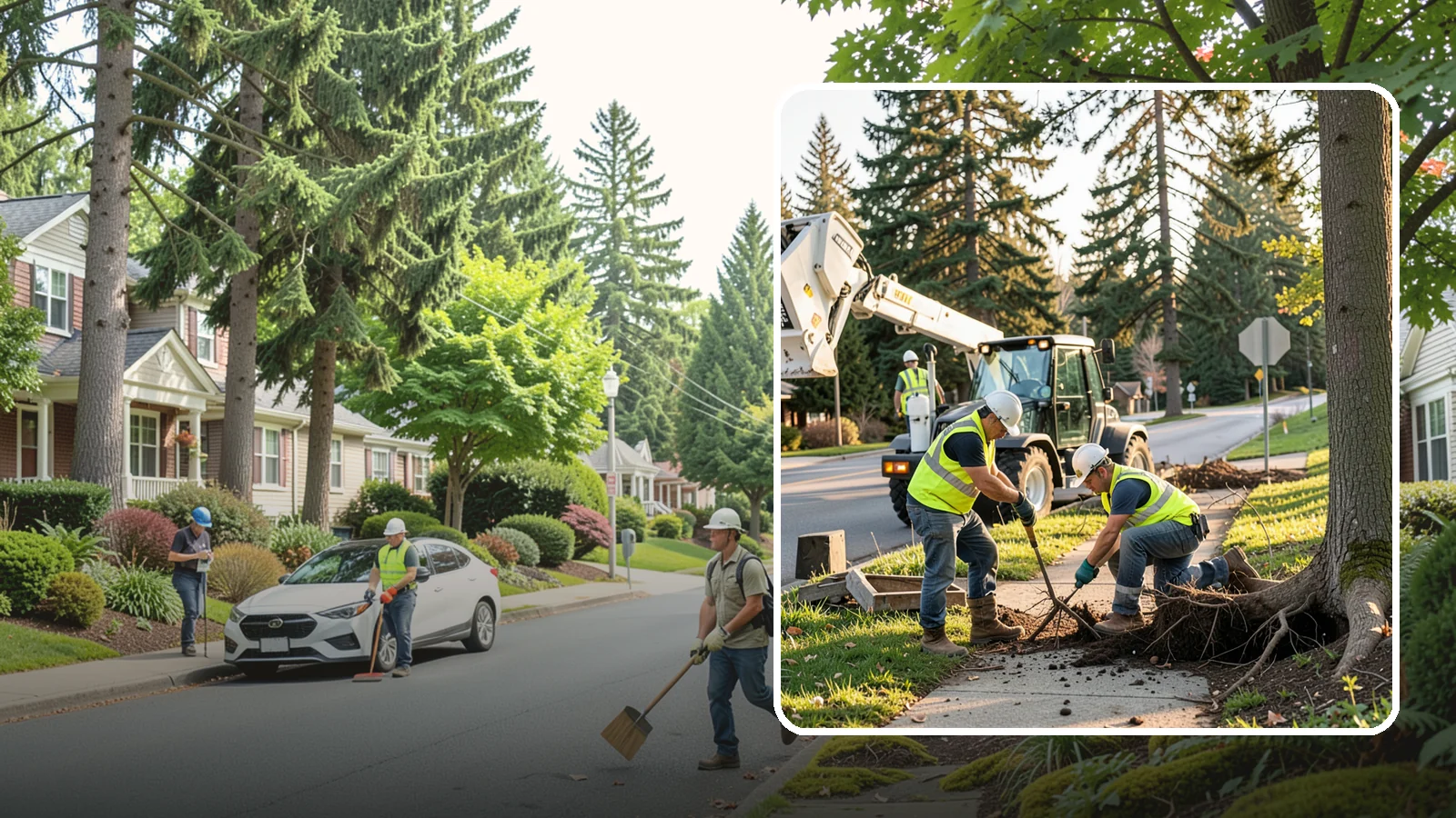 Root Pruning in Beaux Arts Village, King County, WA - Controlled pruning of tree roots that damage sidewalks, utilities, or foundations, performed to preserve tree stability and...