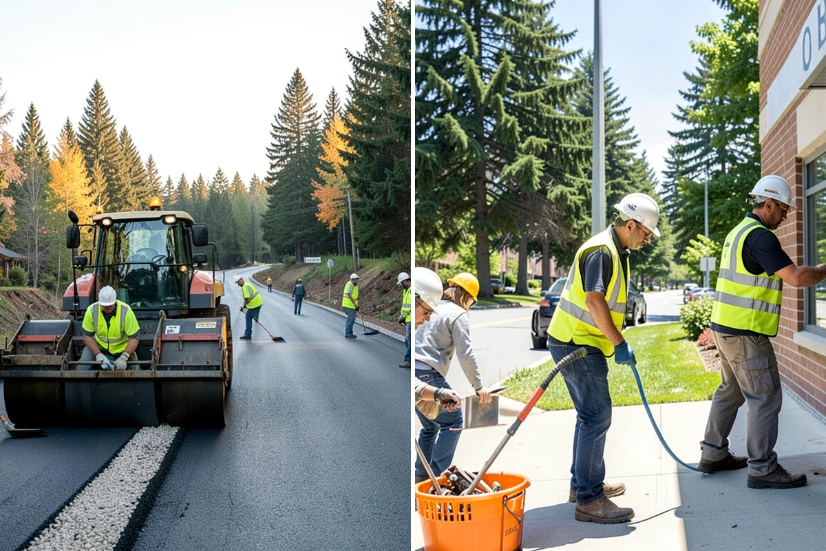 Root Pruning in Concrete, Skagit County, WA - Arborist evaluation of roots and tree-stability risk