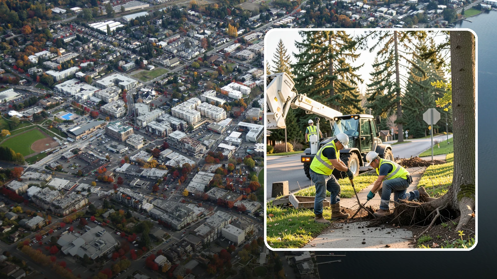 Root Pruning in Kirkland, King County, WA - Controlled pruning of tree roots that damage sidewalks, utilities, or foundations, performed to preserve tree stability and...