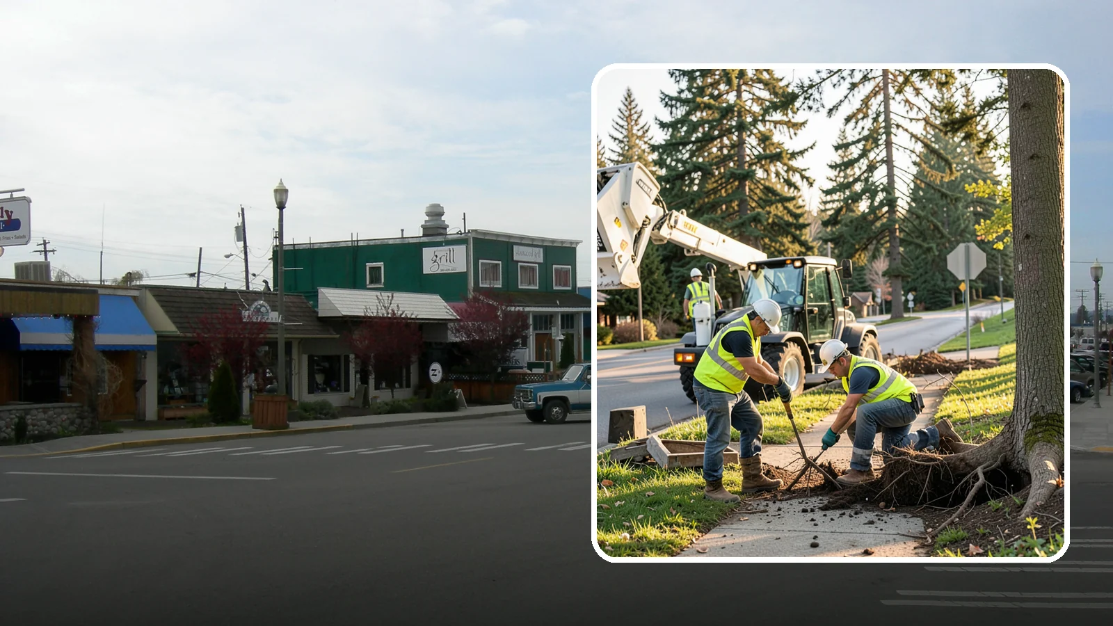 Root Pruning in Stanwood, Snohomish County, WA - Controlled pruning of tree roots that damage sidewalks, utilities, or foundations, performed to preserve tree stability and...