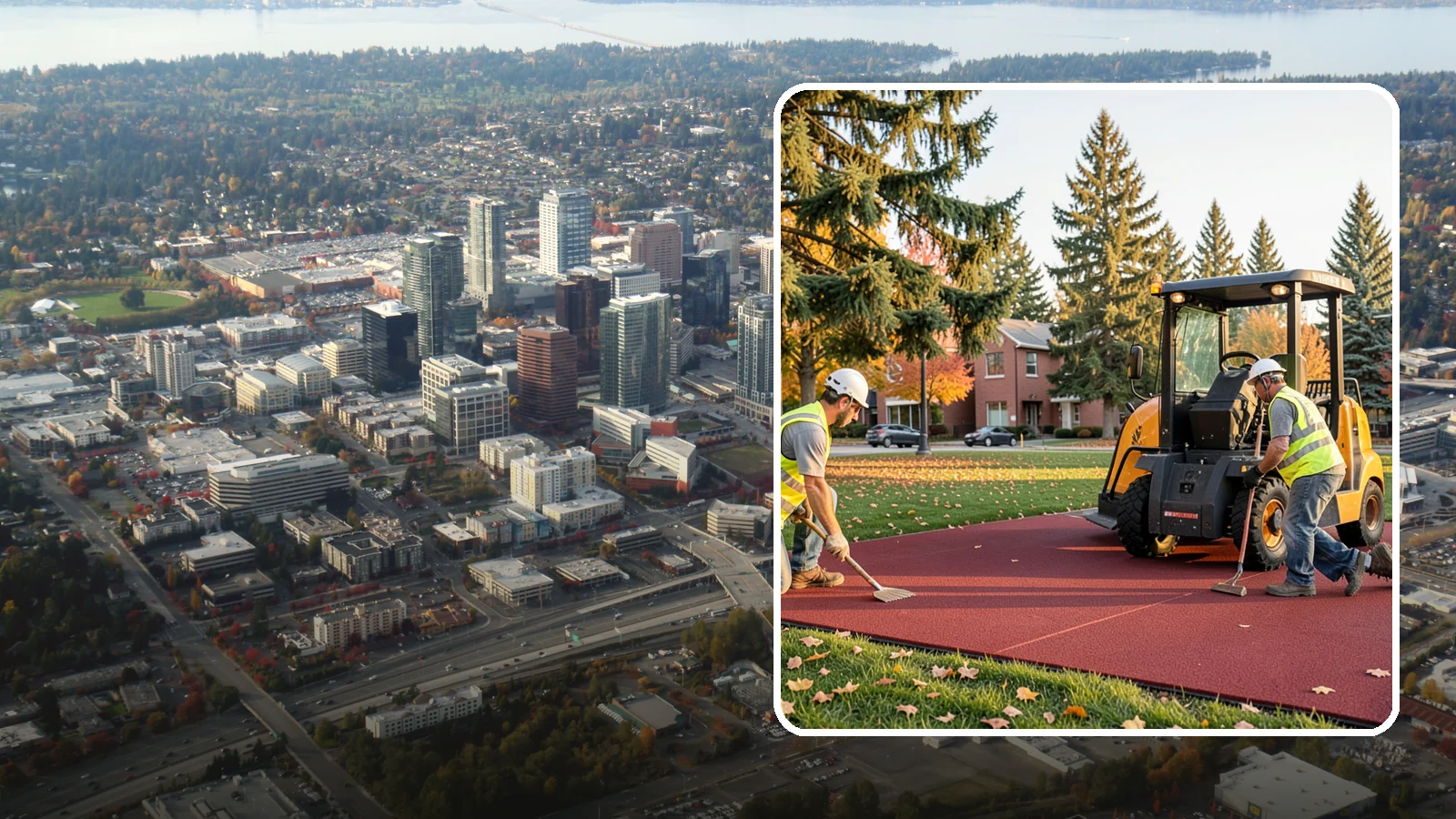 Rubber Surfacing Repair in Bellevue, King County, WA - Repair of worn or damaged rubber safety surfacing to restore impact attenuation and eliminate trip hazards.