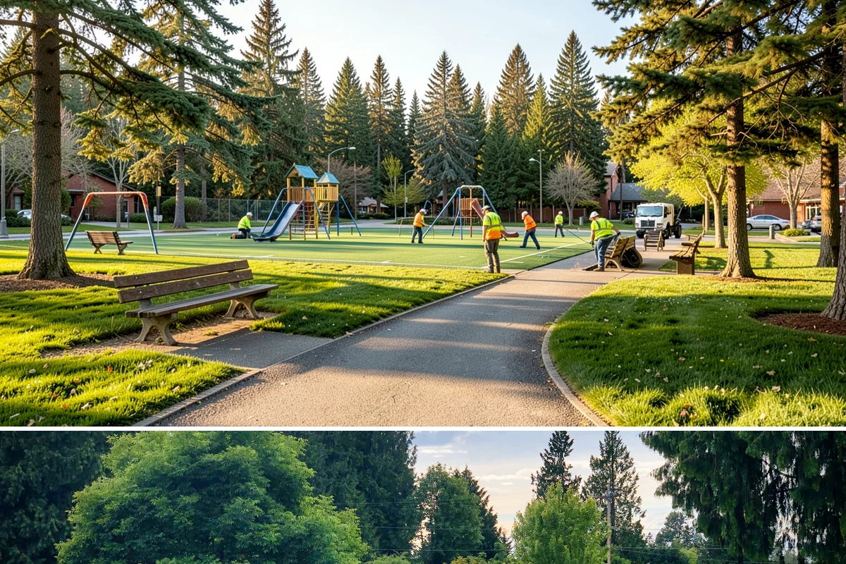 Rubber Surfacing Repair in Bonney Lake, Pierce County, WA - Rubber repairs cure best in dry, mild weather, making late spring through early fall the preferred window.