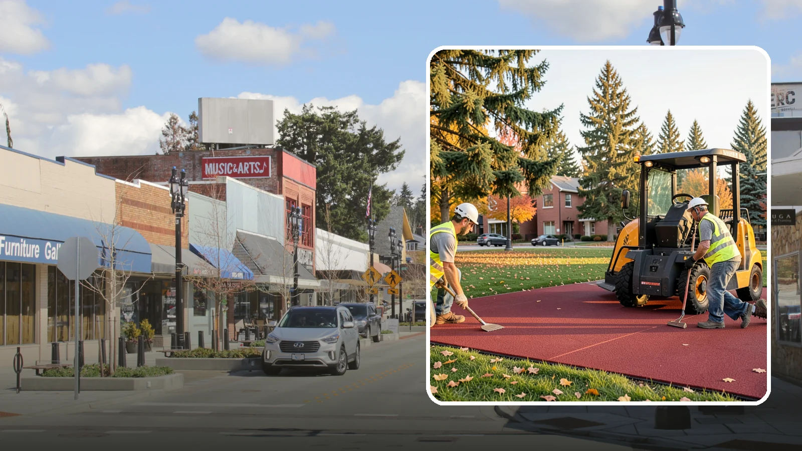Rubber Surfacing Repair in Bothell, King County, WA - Repair of worn or damaged rubber safety surfacing to restore impact attenuation and eliminate trip hazards.