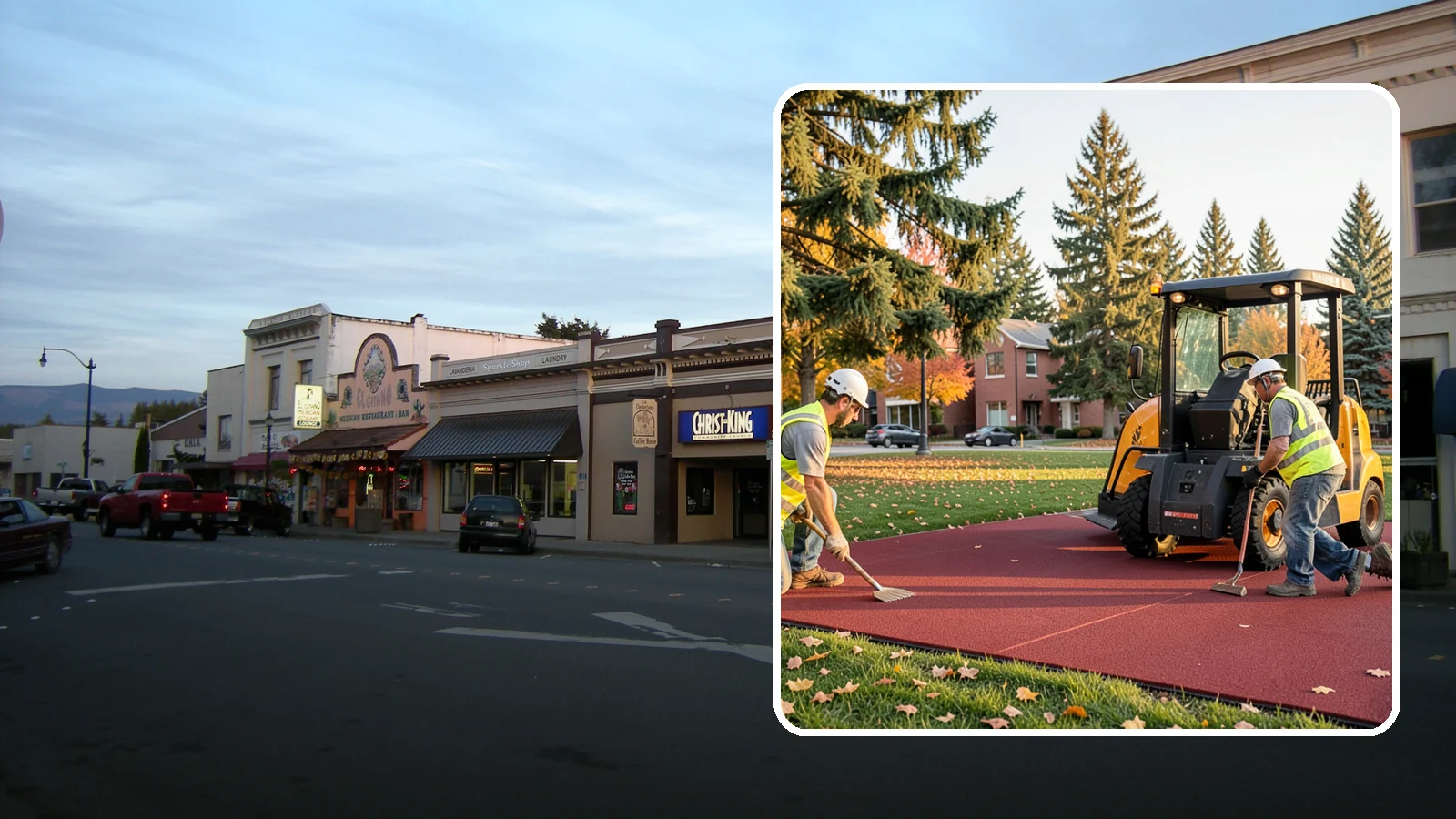 Rubber Surfacing Repair in Burlington, Skagit County, WA - Repair of worn or damaged rubber safety surfacing to restore impact attenuation and eliminate trip hazards.