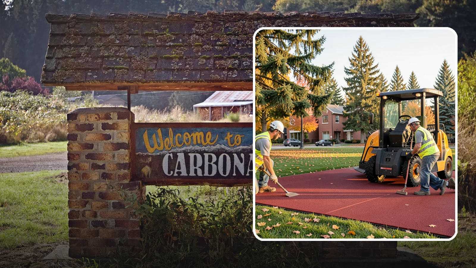 Rubber Surfacing Repair in Carbonado, Pierce County, WA - Repair of worn or damaged rubber safety surfacing to restore impact attenuation and eliminate trip hazards.