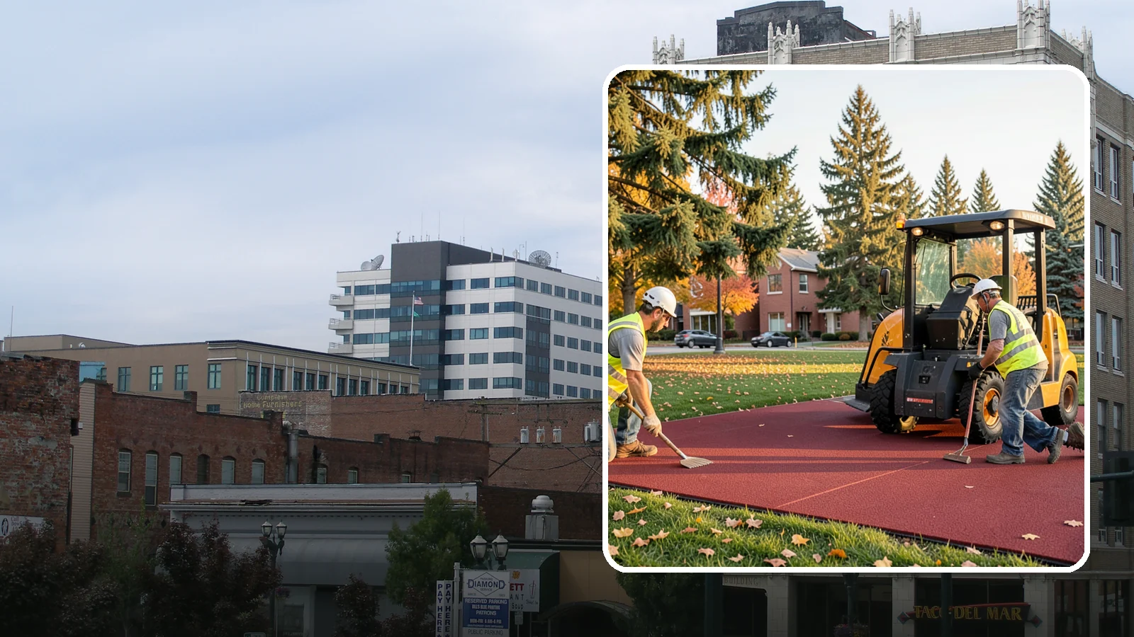 Rubber Surfacing Repair in Everett, Snohomish County, WA - Repair of worn or damaged rubber safety surfacing to restore impact attenuation and eliminate trip hazards.