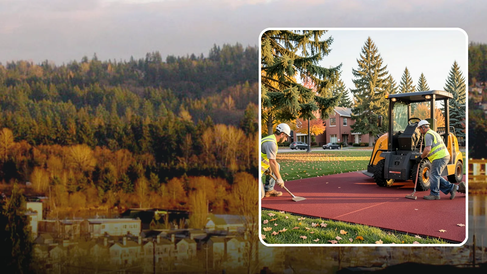 Rubber Surfacing Repair in Kenmore, King County, WA - Repair of worn or damaged rubber safety surfacing to restore impact attenuation and eliminate trip hazards.