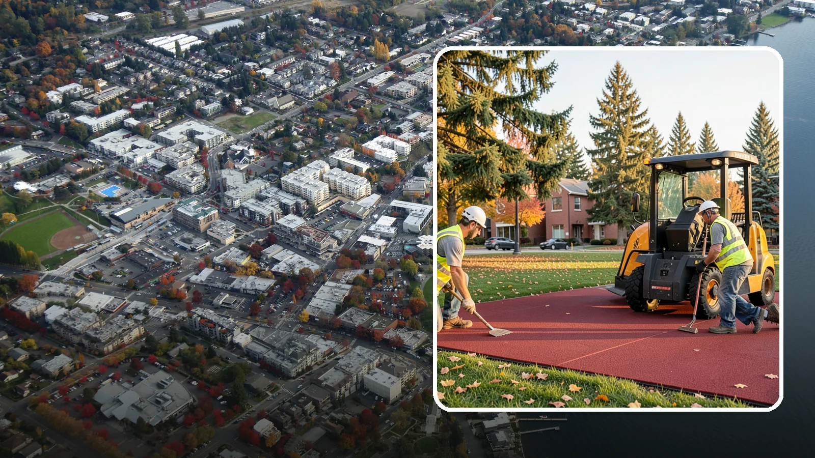 Rubber Surfacing Repair in Kirkland, King County, WA - Repair of worn or damaged rubber safety surfacing to restore impact attenuation and eliminate trip hazards.