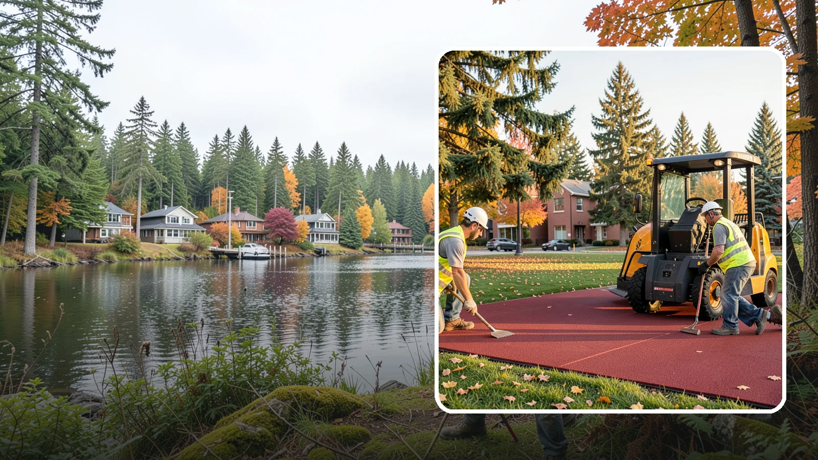 Rubber Surfacing Repair in La Conner, Skagit County, WA - Repair of worn or damaged rubber safety surfacing to restore impact attenuation and eliminate trip hazards.