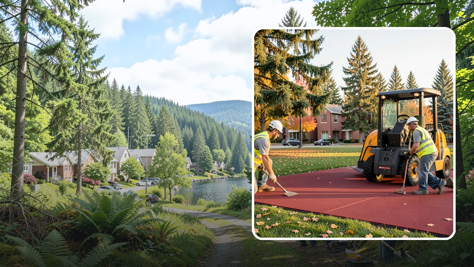 Rubber Surfacing Repair in Lake Forest Park, King County, WA - Repair of worn or damaged rubber safety surfacing to restore impact attenuation and eliminate trip hazards.