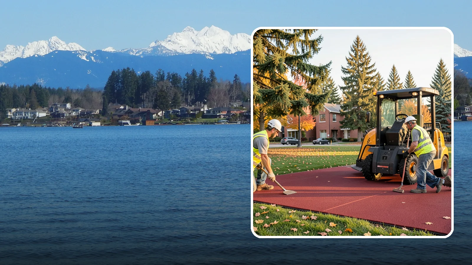 Rubber Surfacing Repair in Lake Stevens, Snohomish County, WA - Repair of worn or damaged rubber safety surfacing to restore impact attenuation and eliminate trip hazards.