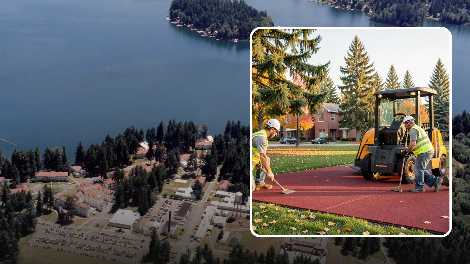 Rubber Surfacing Repair in Lakewood, Pierce County, WA - Repair of worn or damaged rubber safety surfacing to restore impact attenuation and eliminate trip hazards.