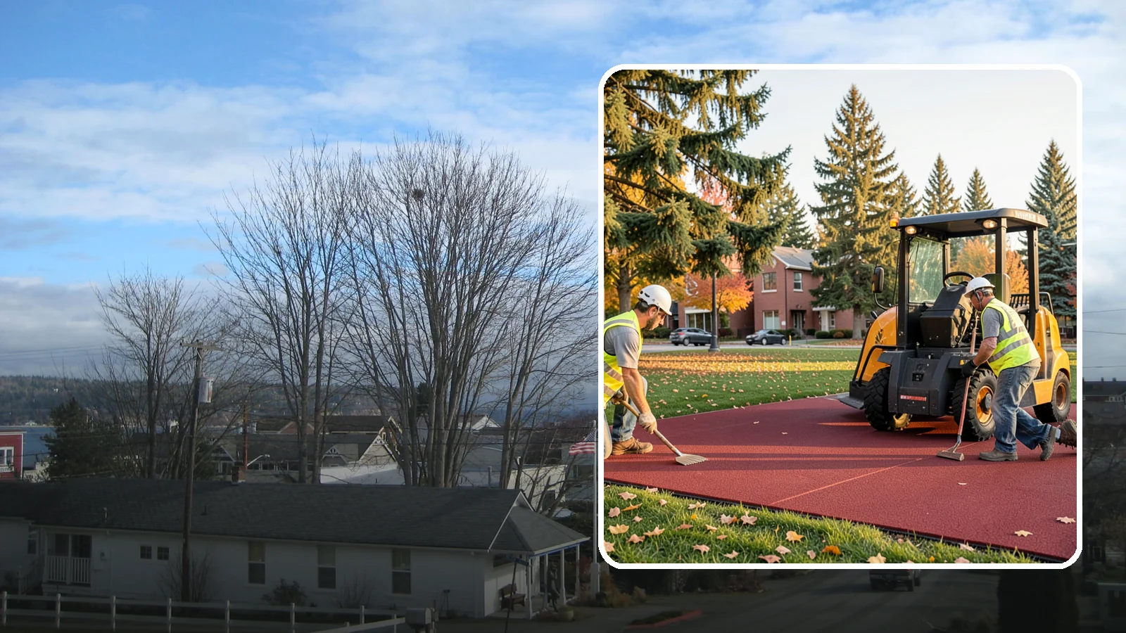 Rubber Surfacing Repair in Langley, Island County, WA - Repair of worn or damaged rubber safety surfacing to restore impact attenuation and eliminate trip hazards.