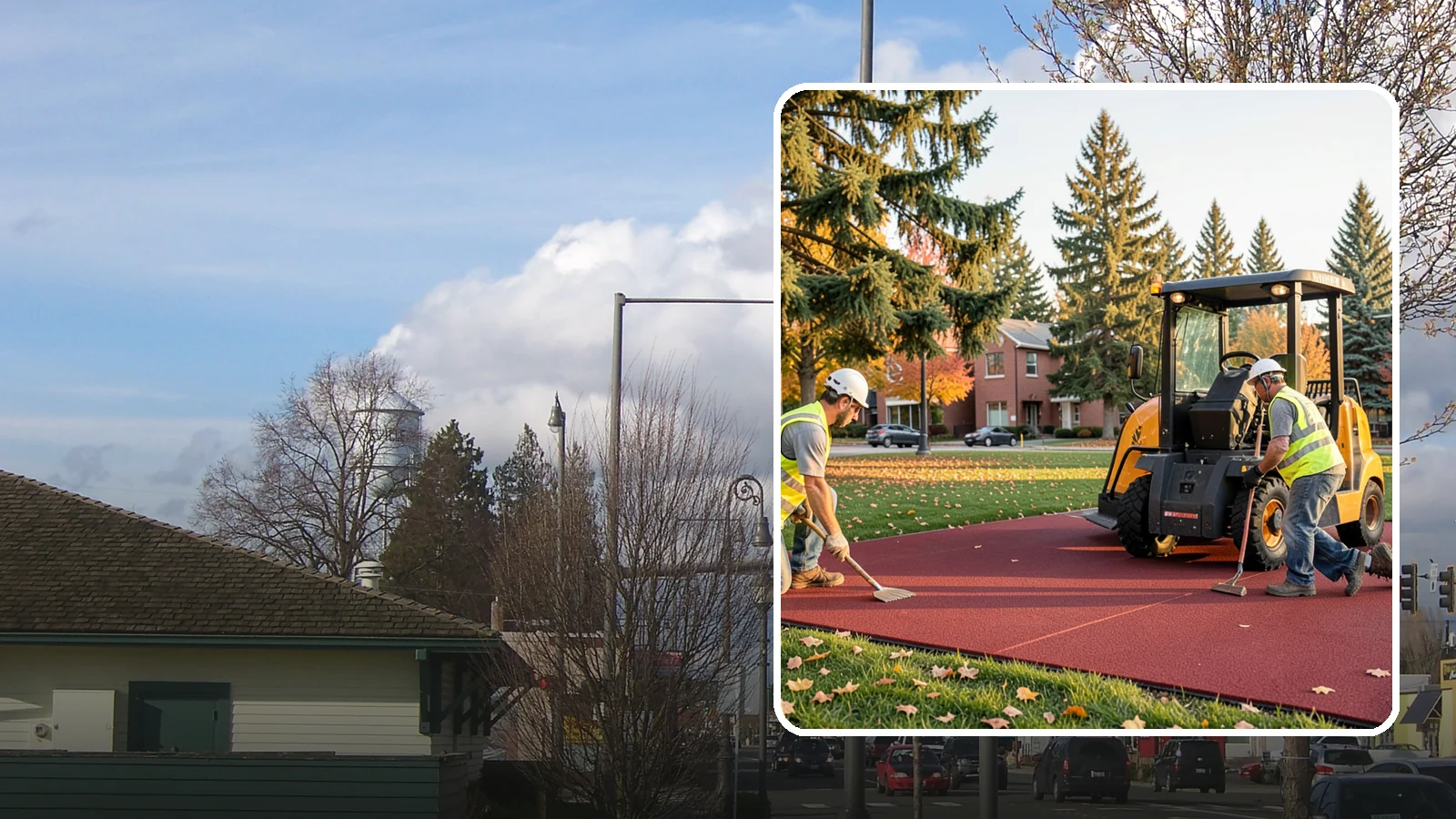 Rubber Surfacing Repair in Marysville, Snohomish County, WA - Repair of worn or damaged rubber safety surfacing to restore impact attenuation and eliminate trip hazards.