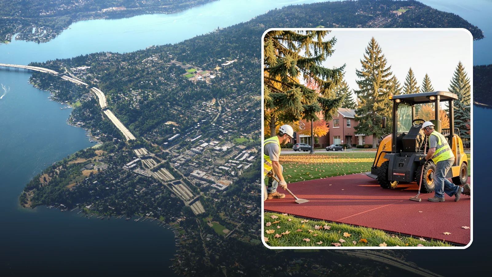 Rubber Surfacing Repair in Mercer Island, King County, WA - Repair of worn or damaged rubber safety surfacing to restore impact attenuation and eliminate trip hazards.
