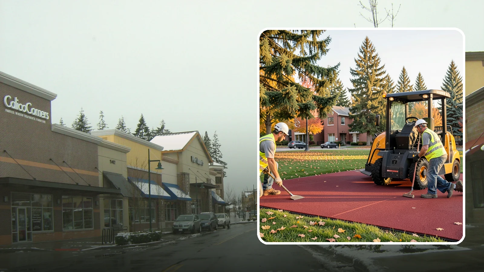 Rubber Surfacing Repair in Mill Creek, Snohomish County, WA - Repair of worn or damaged rubber safety surfacing to restore impact attenuation and eliminate trip hazards.