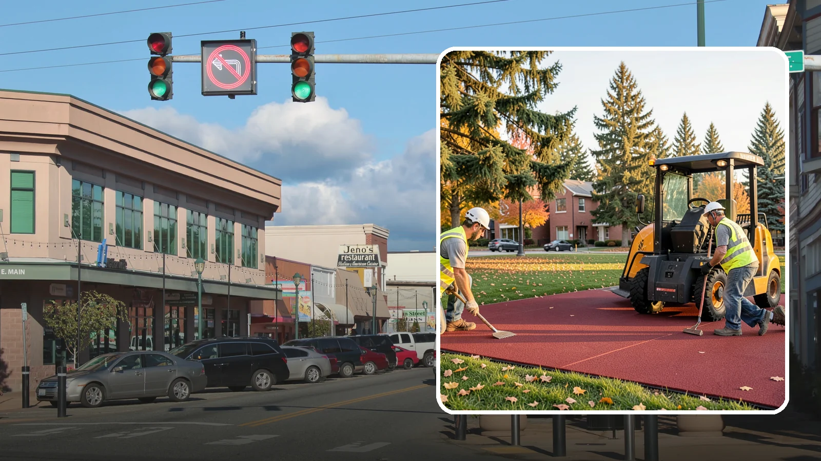 Rubber Surfacing Repair in Monroe, Snohomish County, WA - Repair of worn or damaged rubber safety surfacing to restore impact attenuation and eliminate trip hazards.