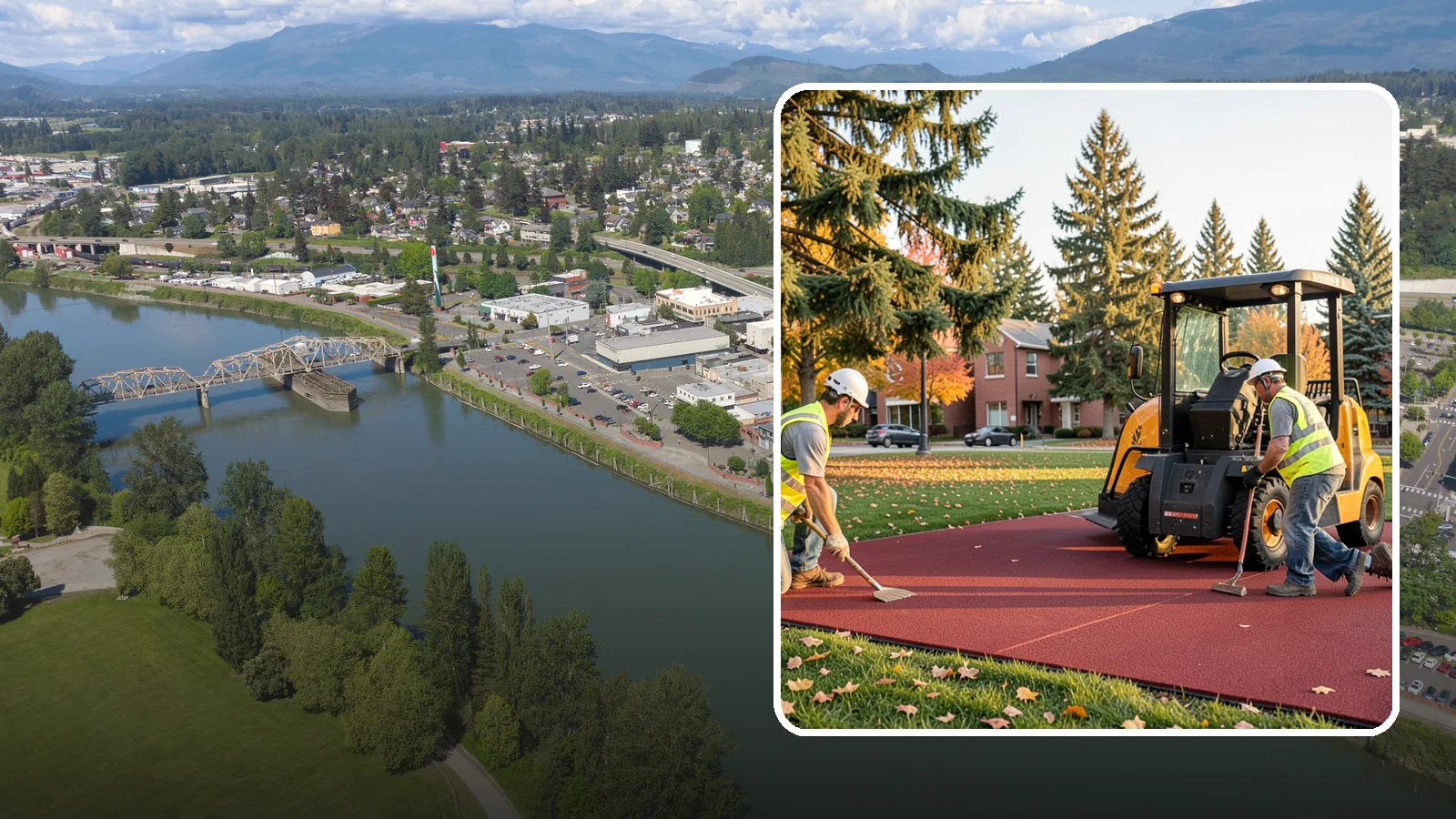 Rubber Surfacing Repair in Mount Vernon, Skagit County, WA - Repair of worn or damaged rubber safety surfacing to restore impact attenuation and eliminate trip hazards.