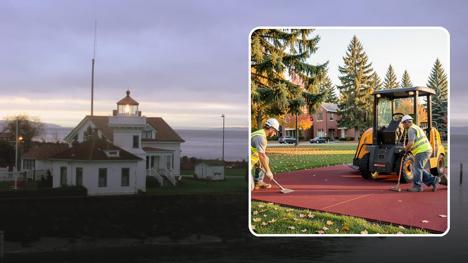 Rubber Surfacing Repair in Mukilteo, Snohomish County, WA - Repair of worn or damaged rubber safety surfacing to restore impact attenuation and eliminate trip hazards.